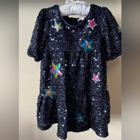 NWT Baby Sarah Black Sequin Embellished Fabric Party Dress - Picture 2 of 6